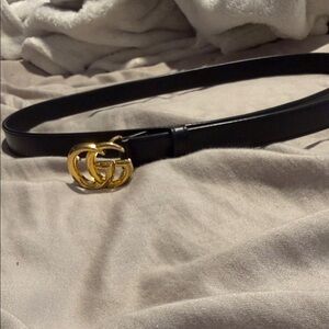 Gucci Black Belt with Gold GG Buckle
